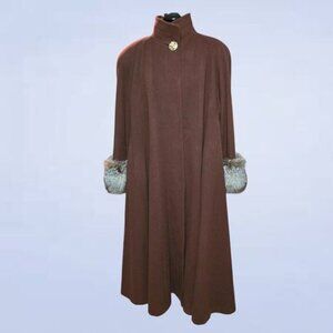 Vintage Holt Renfrew Cashmere and Wool Peacoat with Fur Accents -‎ Extra Large